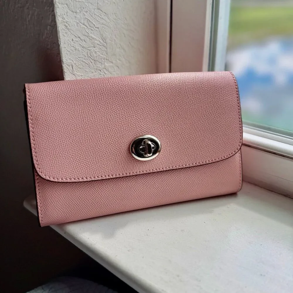 Coach F21696 Light Pink Crossbody Clutch Purse - No Chain!